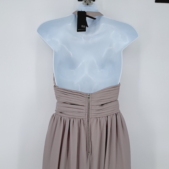 TFNC Wedding Halter Chiffon Maxi Dress In Microchip UK Size 6 US Size 2 - Picture 9 of 15